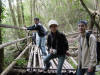 用竹子做成的簡橋，走得很小心